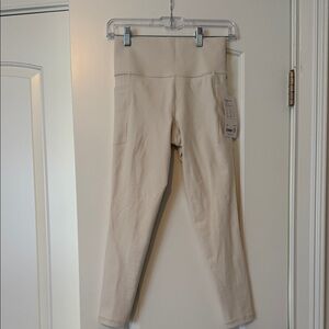 Athleta Cream High-Waisted Leggings